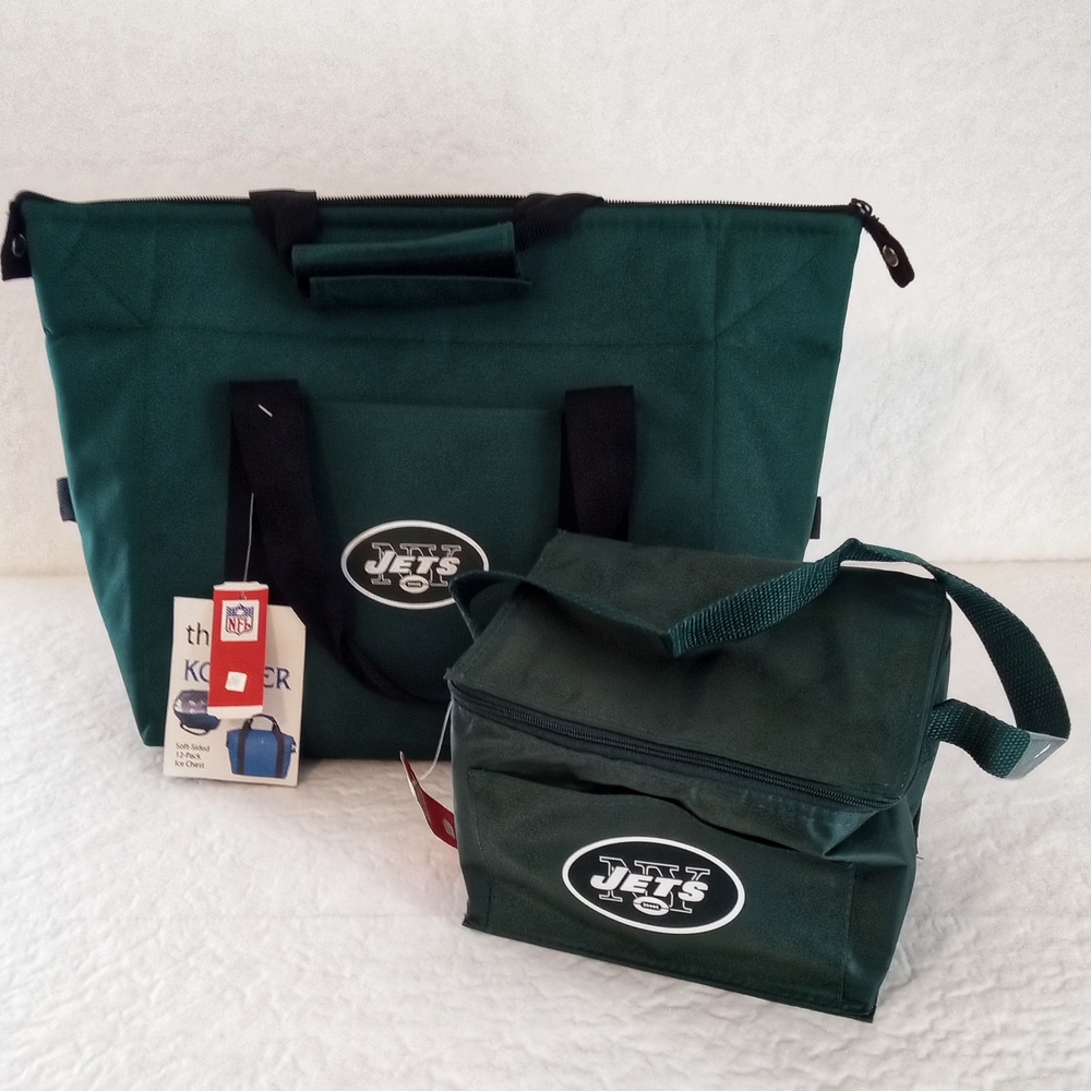 NFL NY Jets Dark Green Tote and Cooler Combo